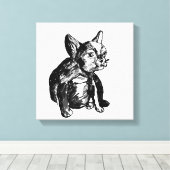 Franse Bulldog Puppy Tekening Single Print (Insitu (Houten vloer))