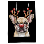 Franse Bulldog Rendier Hond Liefhebber Kerstmis Medium Cadeauzakje (Achterkant)
