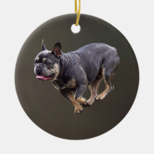 Franse Bulldog Rennend Keramisch Ornament
