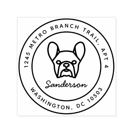 Franse Bulldog retour adres stempel zelf-inkt (Design)