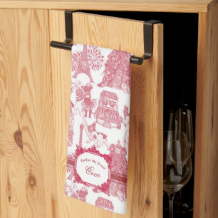 FRANSE BULLDOG Rode Toile Theedoek