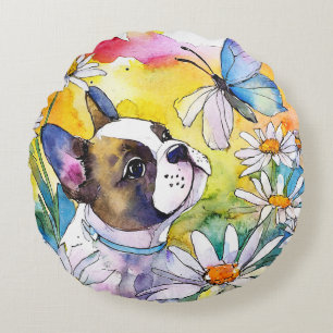 Franse Bulldog Rond Kussen