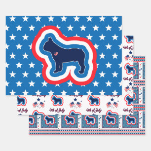 Franse Bulldog Rood Wit En Blauw 4 juli Inpakpapier Vel