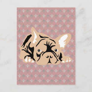 Franse Bulldog roos Briefkaart