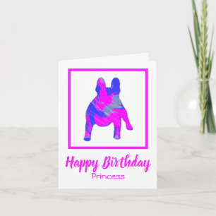 Franse Bulldog Roze Silhouet Hond Grappige Kaart