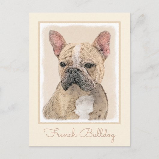 Franse Bulldog (Sable) schilderen - Cute Original  Briefkaart (Voorkant)
