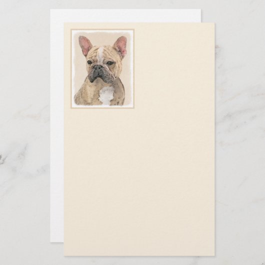 Franse Bulldog (Sable) schilderen - Cute Original Briefpapier (Voorkant / Achterkant)