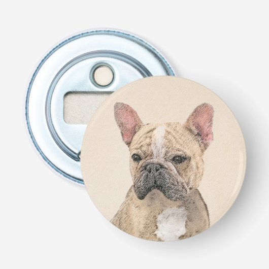 Franse Bulldog (Sable) schilderen - Cute Original  Button Flesopener (Voorkant)