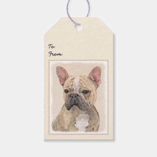 Franse Bulldog (Sable) schilderen - Cute Original Cadeaulabel (Voorkant)