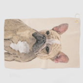 Franse Bulldog (Sable) schilderen - Cute Original  Golfhanddoek (Horizontaal)