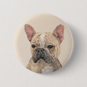Franse Bulldog (Sable) schilderen - Cute Original  Ronde Button 5,7 Cm