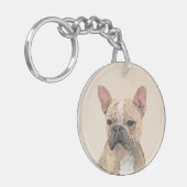 Franse Bulldog (Sable) schilderen - Cute Original  Sleutelhanger (Voorkant Links)