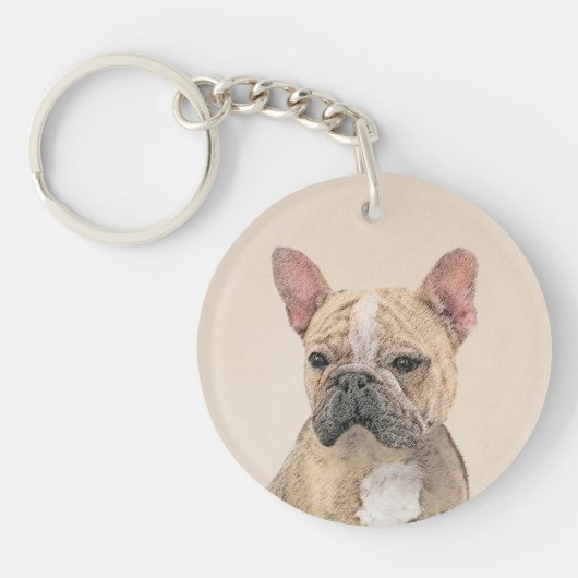 Franse Bulldog (Sable) schilderen - Cute Original  Sleutelhanger (Voorkant)