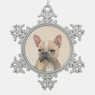 Franse Bulldog (Sable) schilderen - Cute Original Tin Sneeuwvlok Ornament