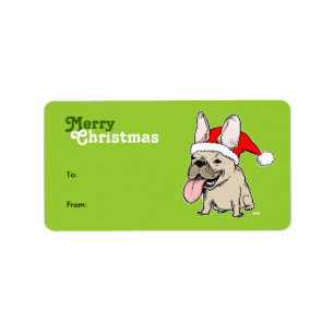Franse Bulldog Santa Christmas Gift Label Stickers