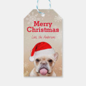 Franse Bulldog Santa Grappig Kerstmis Cadeaulabel (Achterkant)