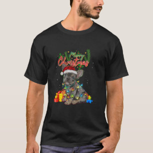 Franse Bulldog Santa Hoed Kerstboom Lichten Jongen T-shirt