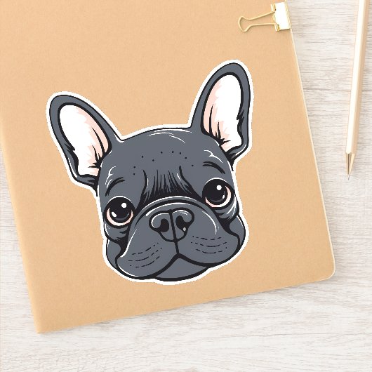 Franse Bulldog schattig franchie puppy gezicht con Sticker (Notitieboek)