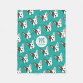 Franse Bulldog Schattige Dog Custom Monogram Uw Kl Fleece Deken (Voorkant)