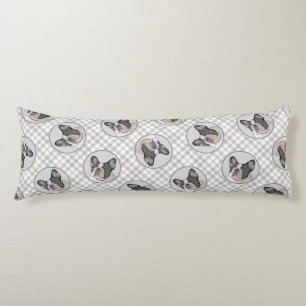 Franse Bulldog Schilderen White Black Pied Dog Art Lichaamskussen