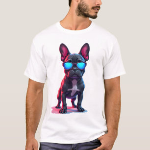 Franse Bulldog SciFi Draagt Coole Zonnebril T-shirt