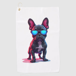 Franse Bulldog SciFi met Coole Zonnebril Golfhanddoek