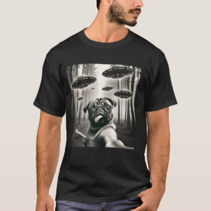 Franse Bulldog Selfie Met Alien UFO Grappige Alien T-shirt