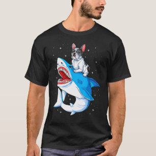 Franse Bulldog Shark Kinder Mannen Space Galaxy Ja T-shirt