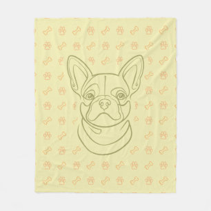 Franse Bulldog Sierlijn Kunst Patroon Fleece Deken