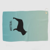 Franse Bulldog Silhouet Aangepaste naam Golfhanddoek (Horizontaal)