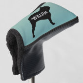 Franse Bulldog Silhouet Aangepaste naam Golfheadcover (3/4 voorkant)