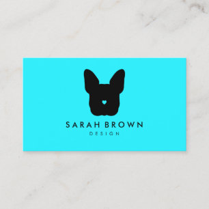Franse Bulldog silhouet turquoise Visitekaartje