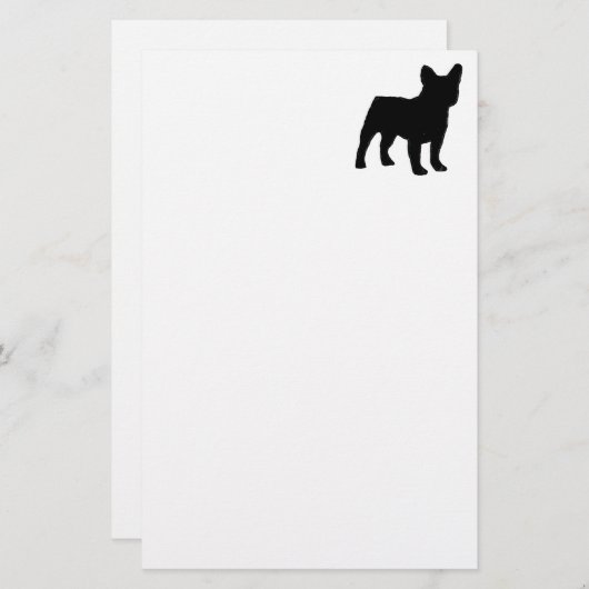 franse bulldog silhouette briefpapier (Voorkant / Achterkant)