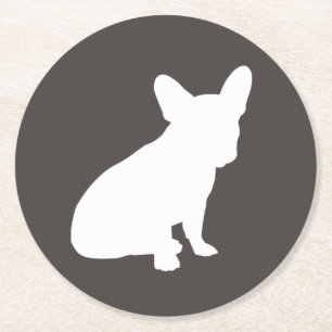 Franse Bulldog Silhouette Party Ronde Kartonnen Onderzetter