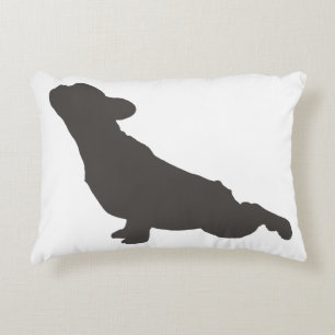 Franse Bulldog Silhouette Yoga Pose Decoratief Kussen