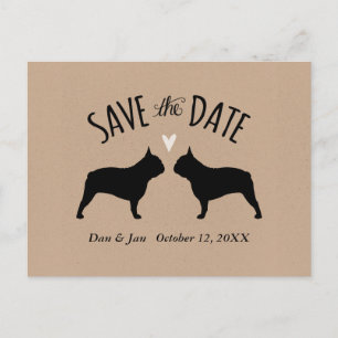 Franse Bulldog Silhouetten Bruiloft Save the Date Aankondigingskaart