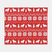 Franse Bulldog Silhouettes Frenchie Dogs Kerstmis Fleece Deken (Voorkant (Horizontaal))