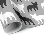 Franse Bulldog Silhouettes Pattern Cadeaupapier (Rol Hoek)
