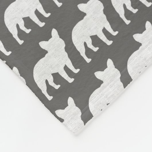 Franse Bulldog Silhouettes Pattern | Frenchie Dogs Fleece Deken (Hoek)