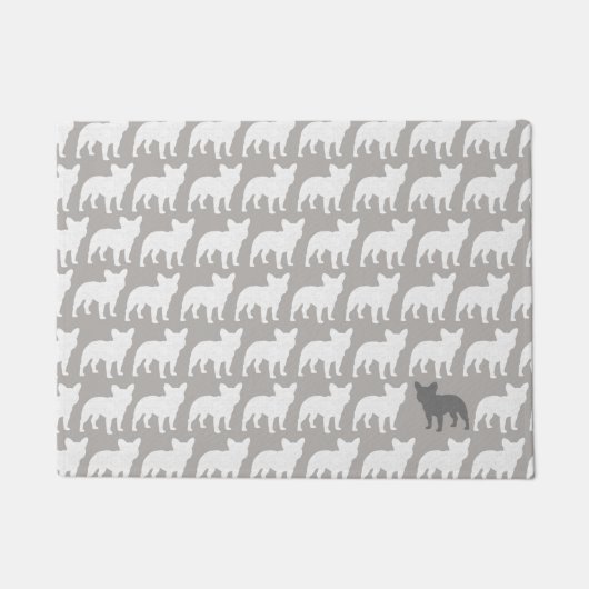 Franse Bulldog Silhouettes Pattern | Fun Frenchies Deurmat (Voorkant)