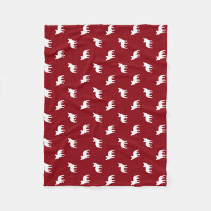 Franse Bulldog Silhouettes Pattern Red en White Fleece Deken