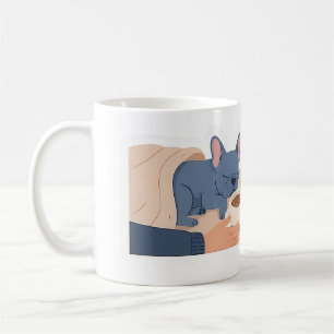 Franse Bulldog Slaapt Koffie Koud Grappige Franse Koffiemok