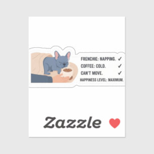 Franse Bulldog Slaapt Koffie Koud Grappige Franse Sticker