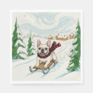 Franse Bulldog sleeën, servetten