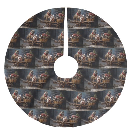 Franse Bulldog Snowy Sleigh Kerst Decor Kerstboom Rok (Voorkant)