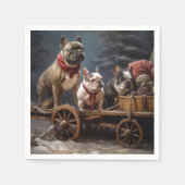 Franse Bulldog Snowy Sleigh Kerst Decor Servet (Voorkant)