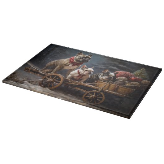 Franse Bulldog Snowy Sleigh Kerst Decor Snijplank (Hoek)