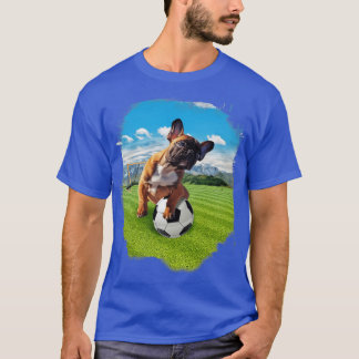 Franse Bulldog spelen voetbal T-shirt