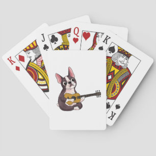 Franse Bulldog-spelgitaar Funny Guitarist Pokerkaarten