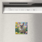 Franse Bulldog Spring Bloemen Schilderen Magneet (Insitu (Vaatwasser))